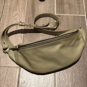 Sleek Taupe Leather Crossbody Bag